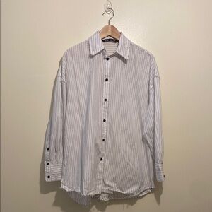Zara White and Nlavk Striped Shirt. Size S